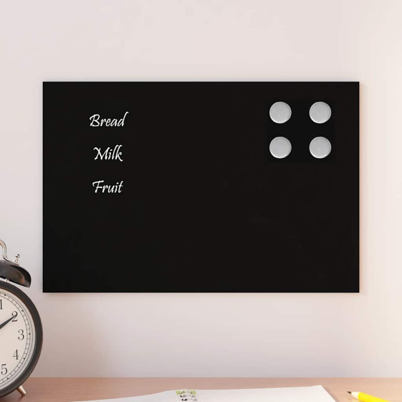 Magnettafel Wandmontage Schwarz 30x20 cm Hartglas