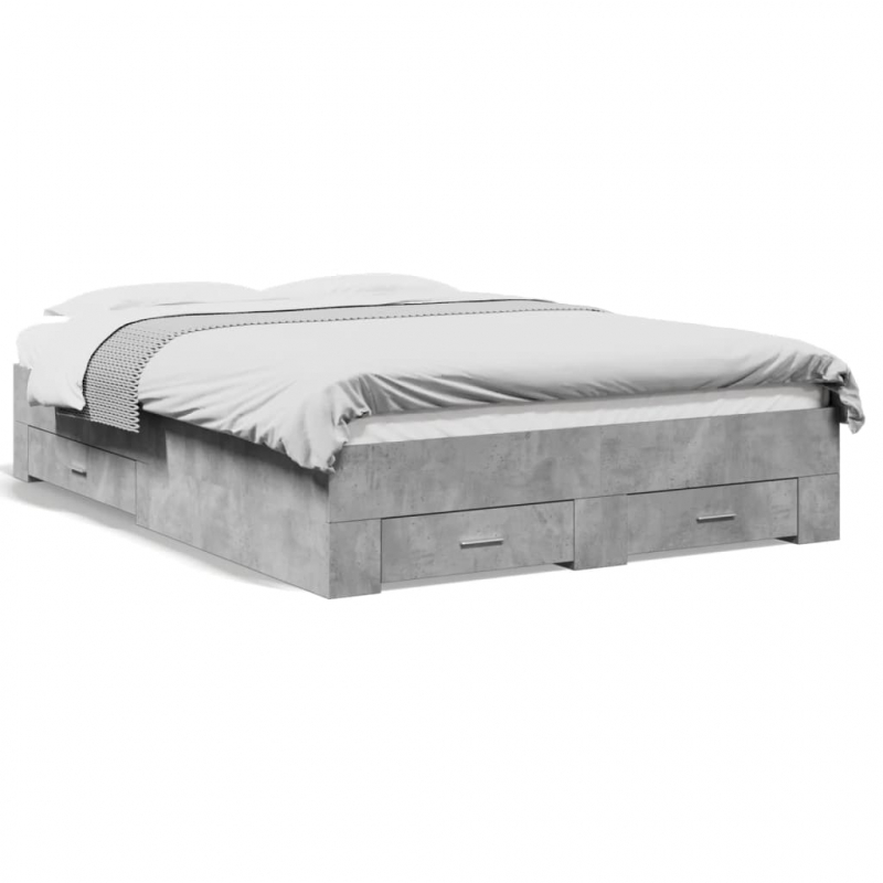 Bettgestell mit Schubladen Betongrau 120x200 cm Holzwerkstoff