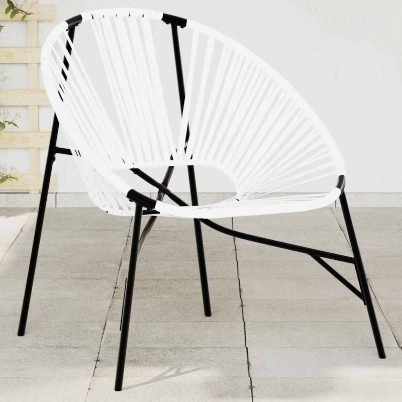 Gartenstuhl in Ei-Form Schwarz und Weiß Poly Rattan
