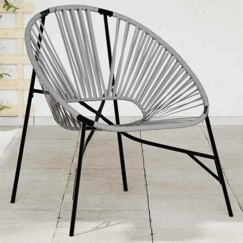 Gartenstuhl in Ei-Form Schwarz und Hellgrau Poly Rattan