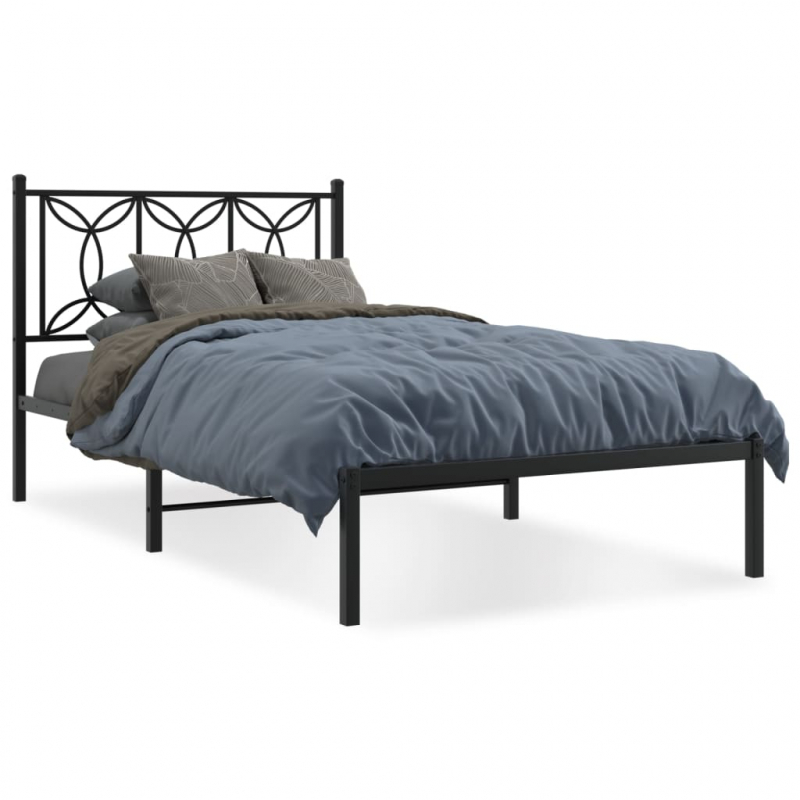 Bettgestell mit Kopfteil Metall Schwarz 100x200 cm