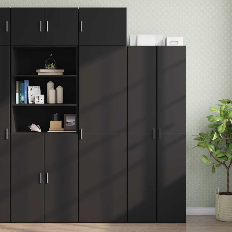Hochschrank Schmal Schwarz 50x42,5x225 cm Holzwerkstoff