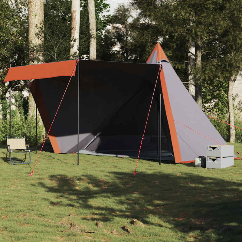 Tipi-Familienzelt 6 Personen Grau und Orange Wasserdicht