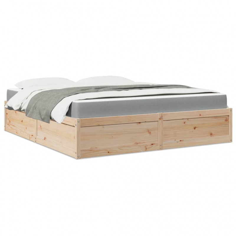 Bett mit Matratze 180x200 cm Massivholz Kiefer