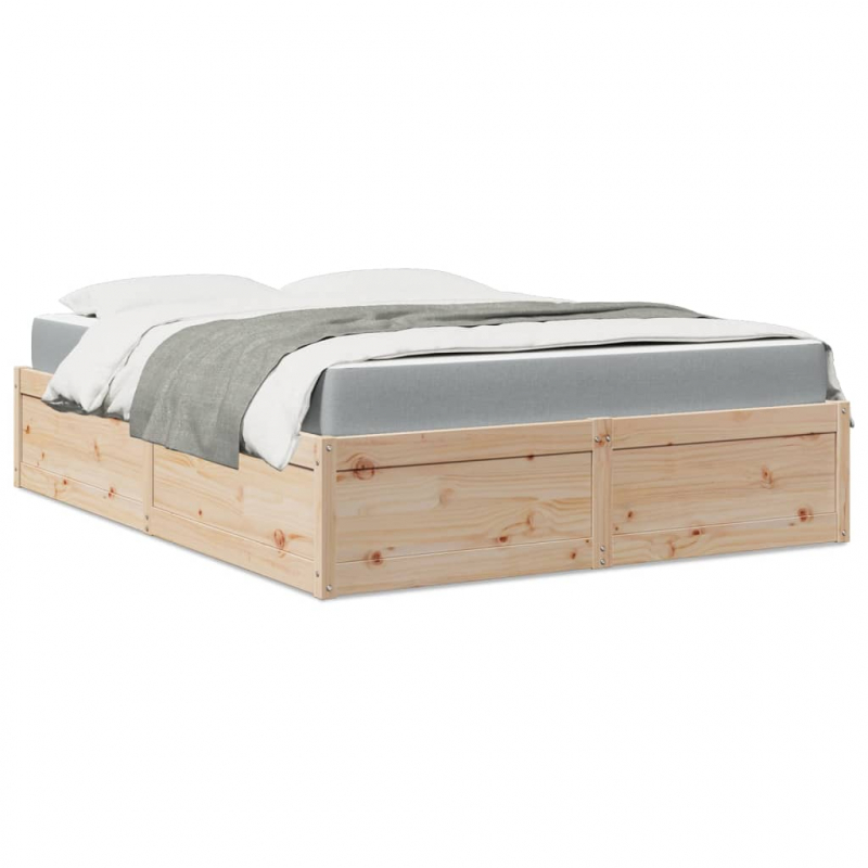 Bett mit Matratze 140x200 cm Massivholz Kiefer