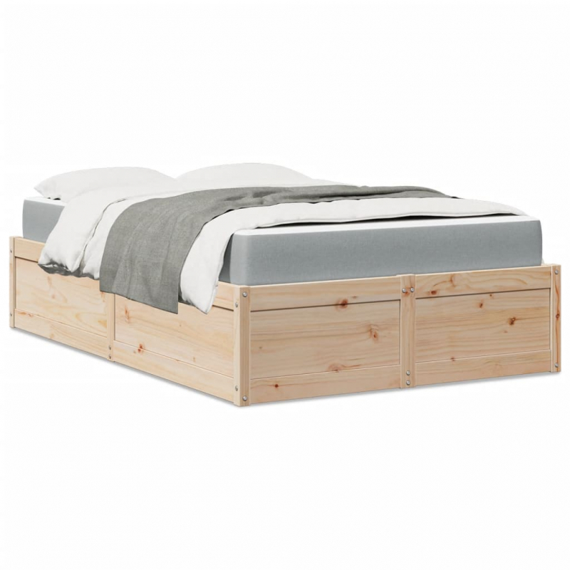 Bett mit Matratze 120x200 cm Massivholz Kiefer