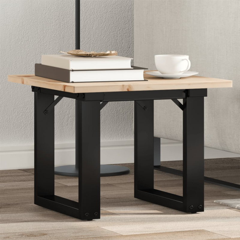 Couchtisch O-Gestell 50x50x35cm Massivholz Kiefer und Stahl