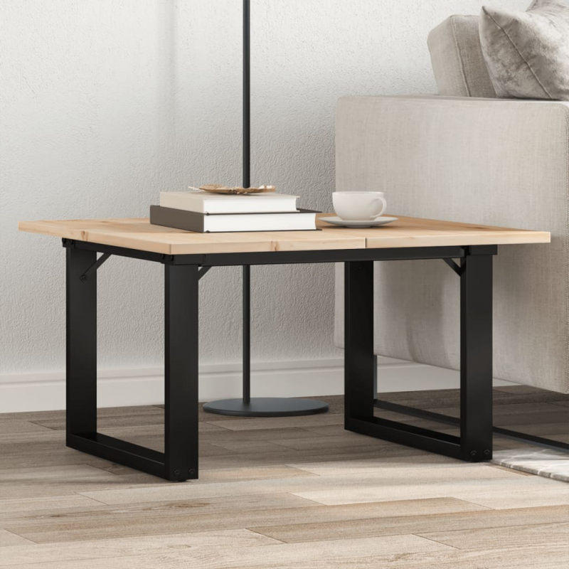 Couchtisch O-Gestell 60x60x40cm Massivholz Kiefer und Stahl