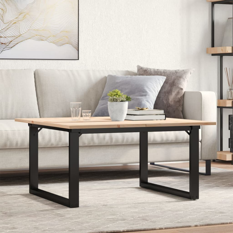 Couchtisch O-Gestell 80x80x45cm Massivholz Kiefer und Stahl