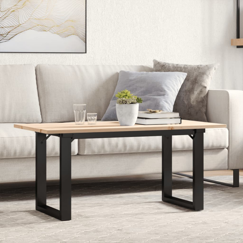 Couchtisch O-Gestell 100x50x45 cm Massivholz Kiefer & Stahl