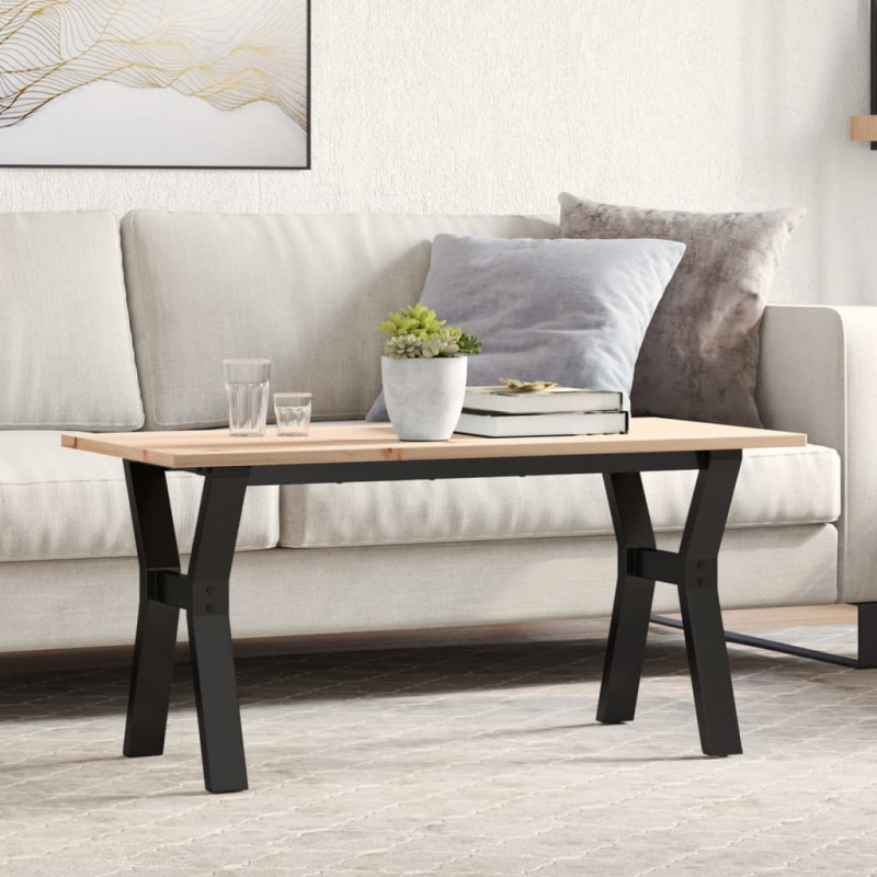 Couchtisch Y-Gestell 100x50x45 cm Massivholz Kiefer & Stahl