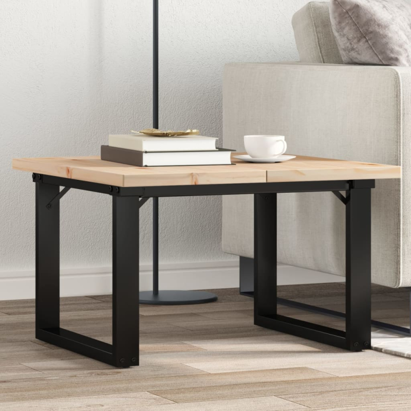 Couchtisch O-Gestell 60x60x40,5cm Massivholz Kiefer & Stahl