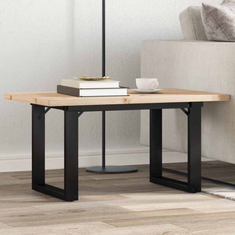 Couchtisch O-Gestell 80x50x40,5cm Massivholz Kiefer & Stahl