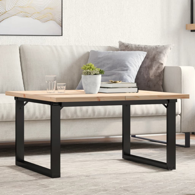 Couchtisch O-Gestell 90x90x45,5cm Massivholz Kiefer & Stahl