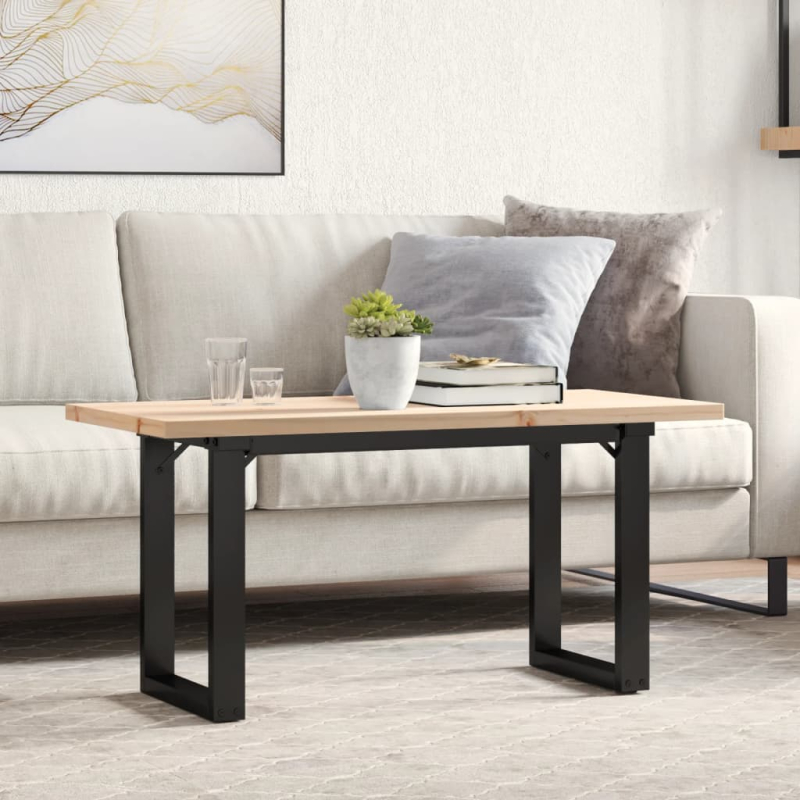 Couchtisch O-Gestell 100x50x45,5 cm Massivholz Kiefer Stahl