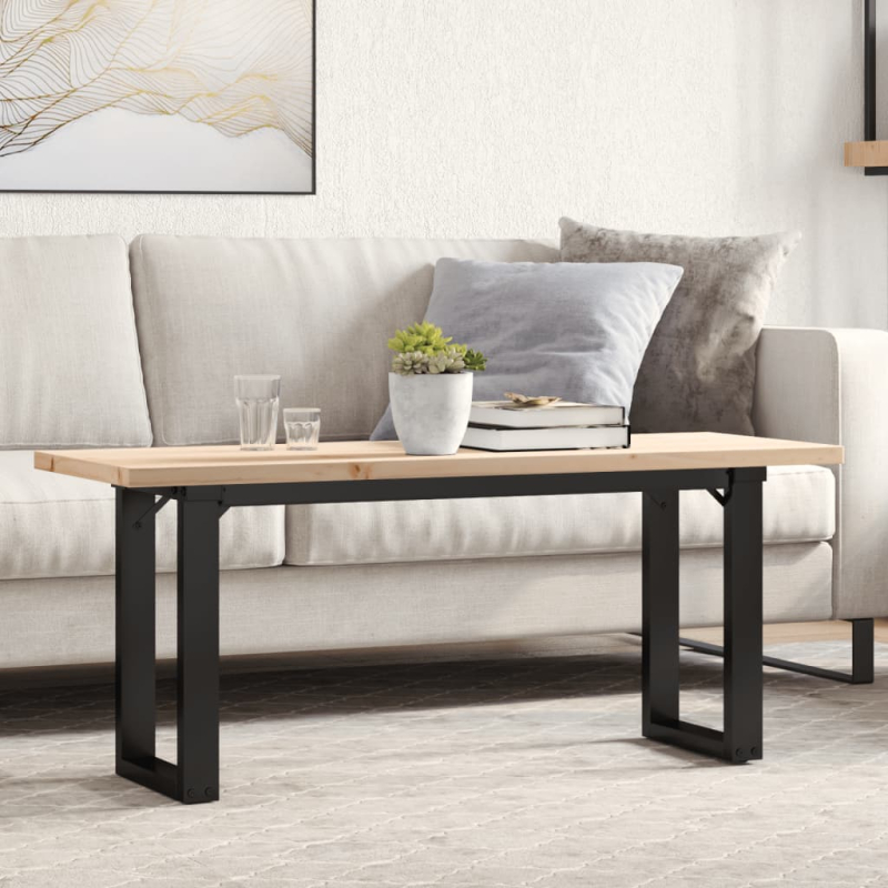Couchtisch O-Gestell 110x40x45,5 cm Massivholz Kiefer Stahl