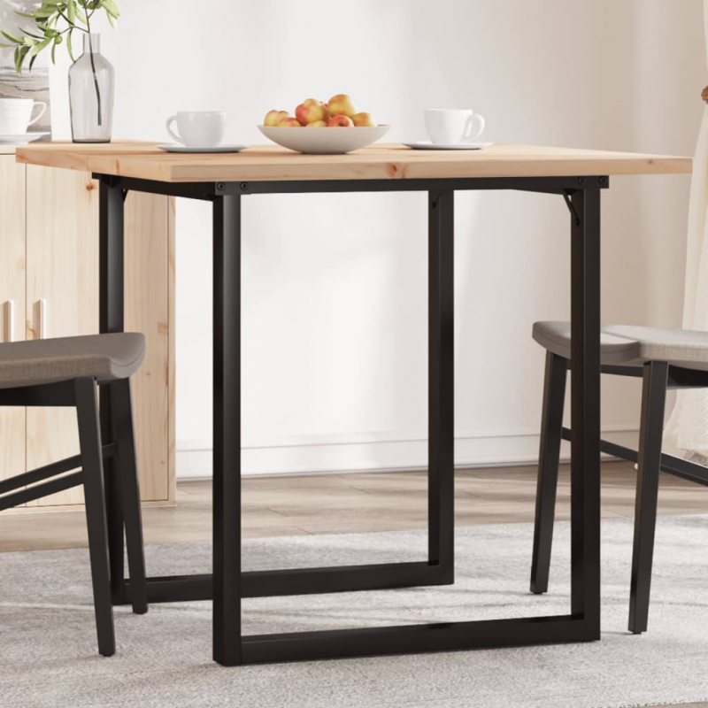 Esstisch O-Gestell 80x80x75,5 cm Massivholz Kiefer & Stahl