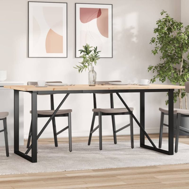 Esstisch O-Gestell 180x90x75,5 cm Massivholz Kiefer & Stahl