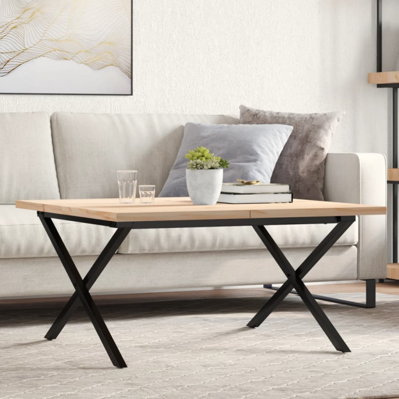 Couchtisch X-Gestell 90x90x45,5cm Massivholz Kiefer & Stahl