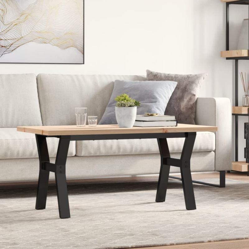 Couchtisch Y-Gestell 100x50x45,5 cm Massivholz Kiefer Stahl