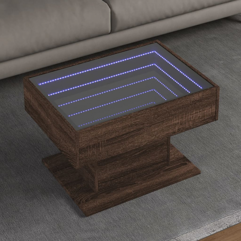 LED-Couchtisch Braun Eichen-Optik 70x50x45 cm Holzwerkstoff