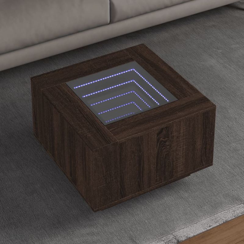 LED-Couchtisch Braun Eichen-Optik 60x60x40 cm Holzwerkstoff