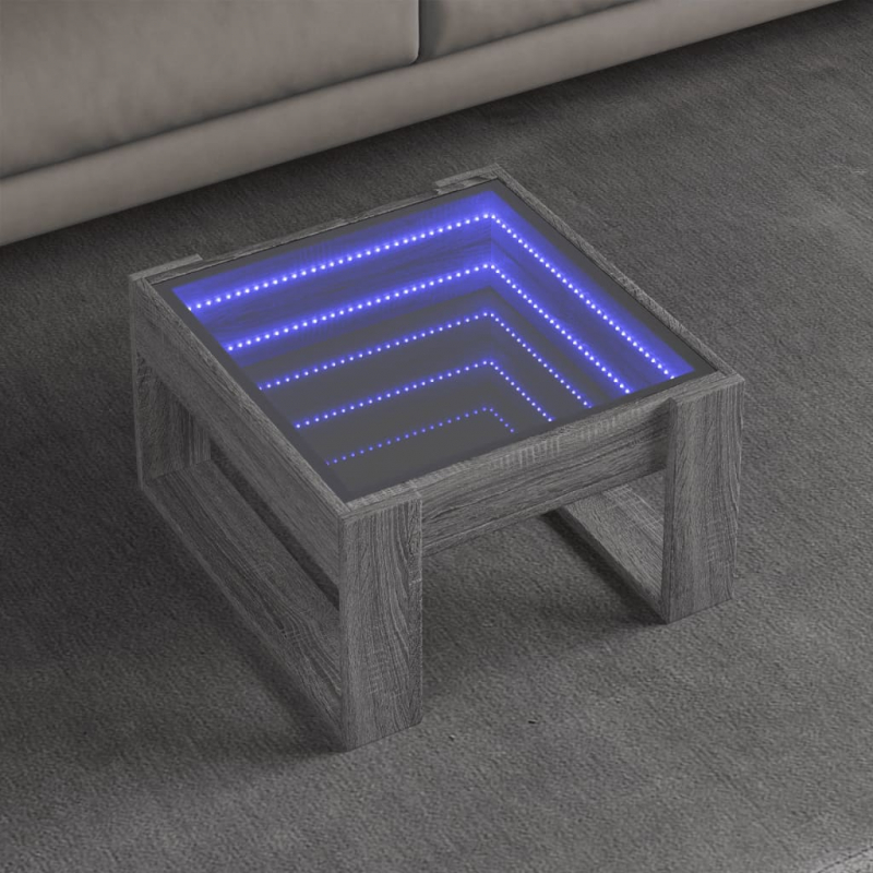 Couchtisch mit Infinity-LED Grau Sonoma 50x53x30 cm