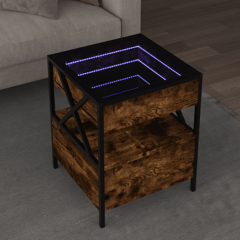 Couchtisch mit Infinity-LED Räuchereiche 40x40x51 cm