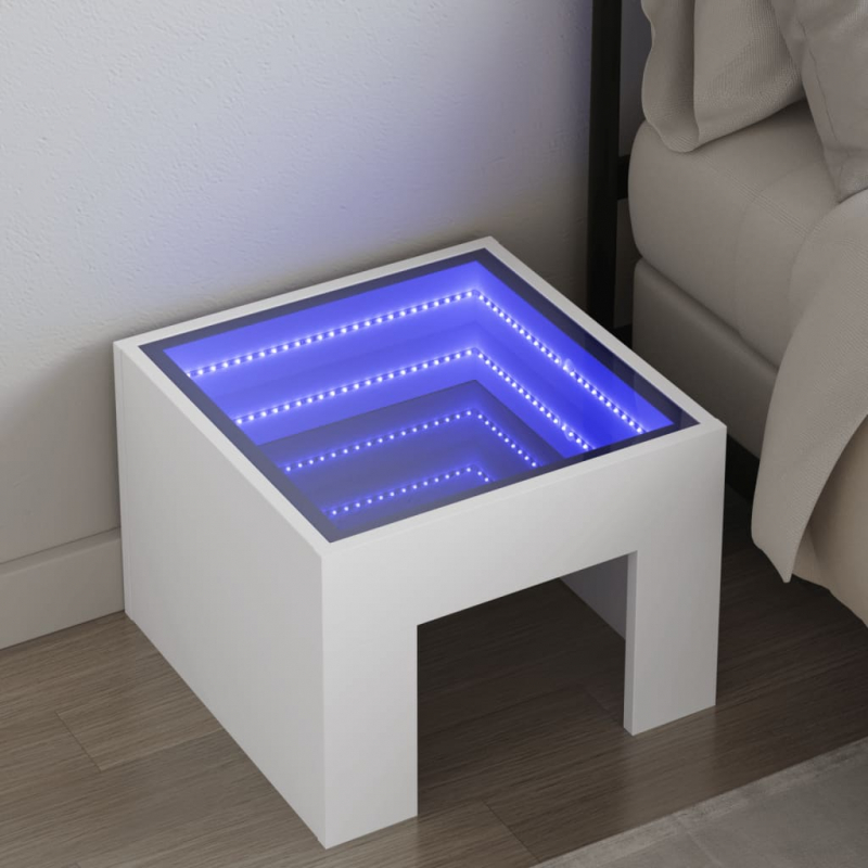 Nachttisch mit Infinity-LED Weiß 40x40x30 cm