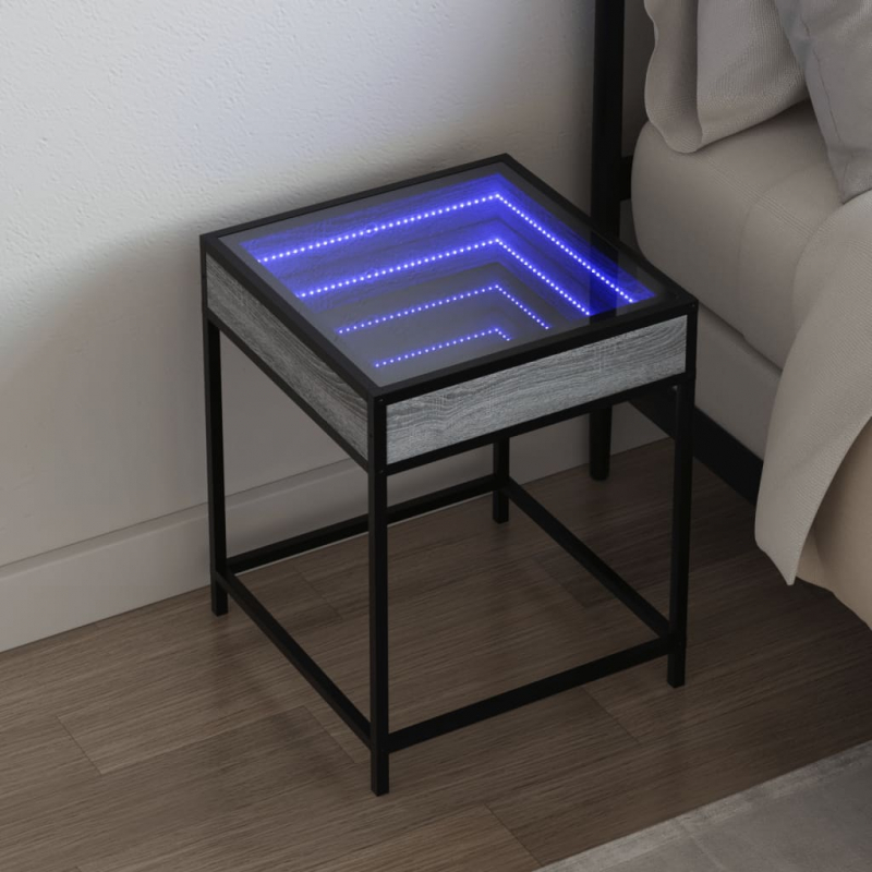 Nachttisch mit Infinity-LED Grau Sonoma 40x40x51 cm