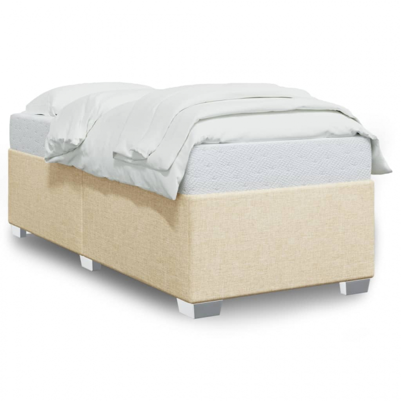 Bettgestell ohne Matratze Creme 90x200 cm Stoff