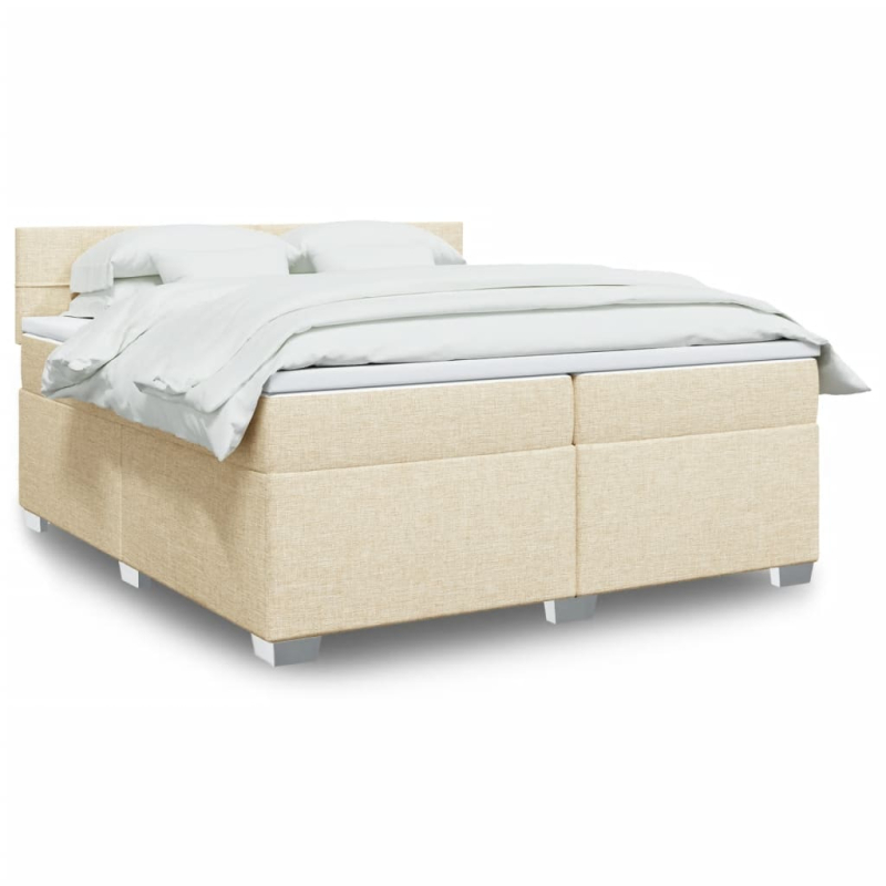 Boxspringbett mit Matratze Creme 200x200 cm Stoff