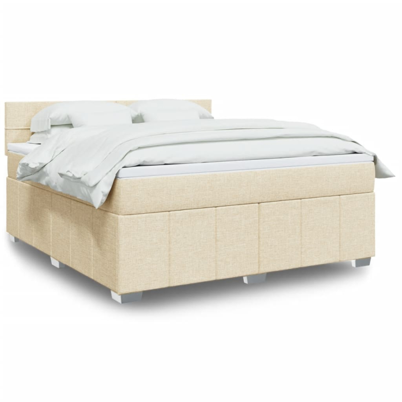 Boxspringbett mit Matratze Creme 180x200 cm Stoff