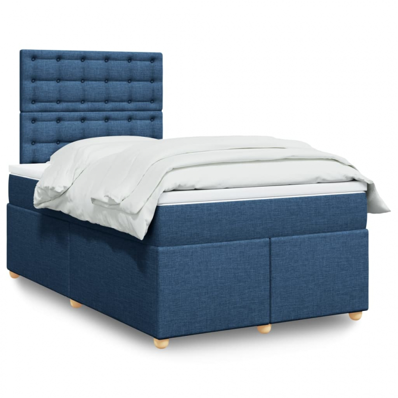 Boxspringbett mit Matratze Blau 120x190 cm Stoff