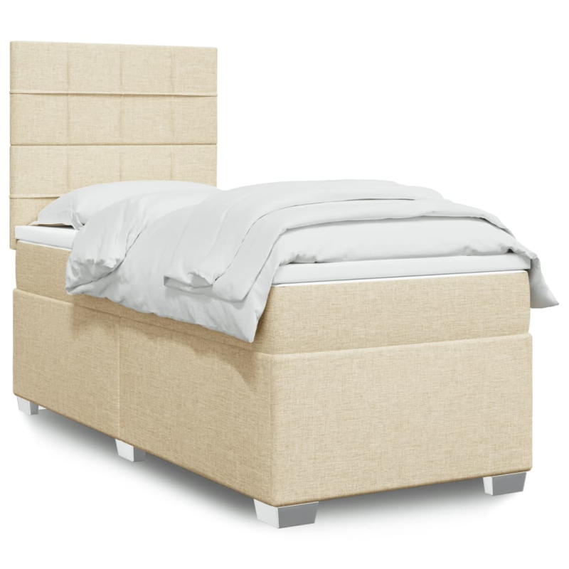 Boxspringbett mit Matratze Creme 90x190 cm Stoff