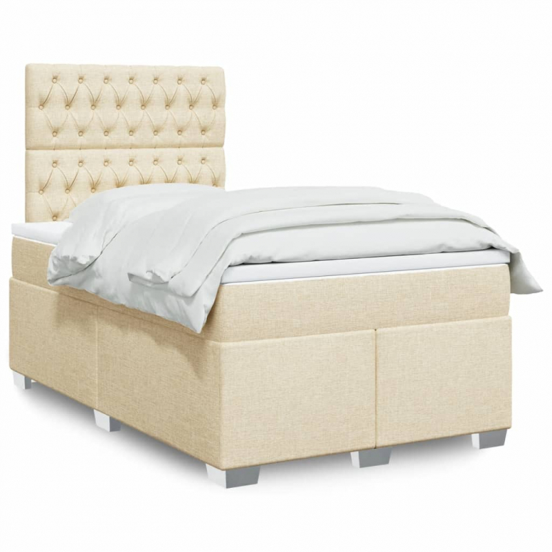 Boxspringbett mit Matratze Creme 120x190 cm Stoff