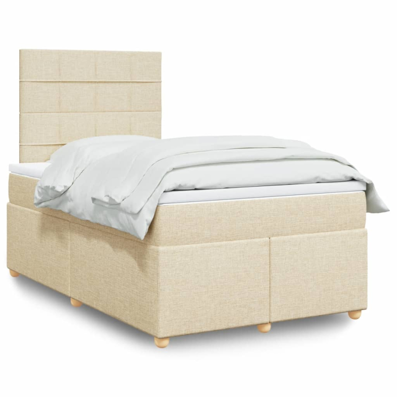 Boxspringbett mit Matratze Creme 120x200 cm Stoff