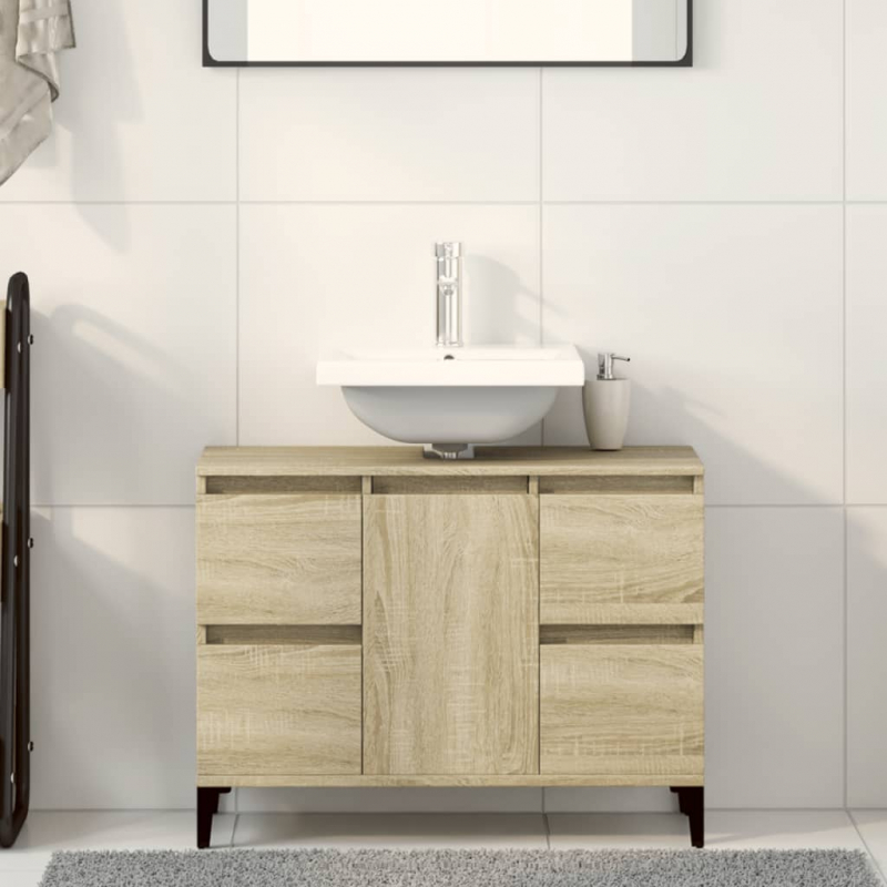 Waschbeckenunterschrank Sonoma-Eiche 80x33x60 cm Holzwerkstoff