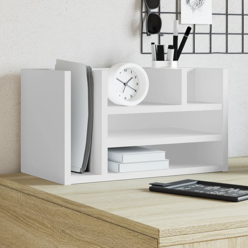 Schreibtisch-Organizer Weiß 44,5x24x25 cm Holzwerkstoff