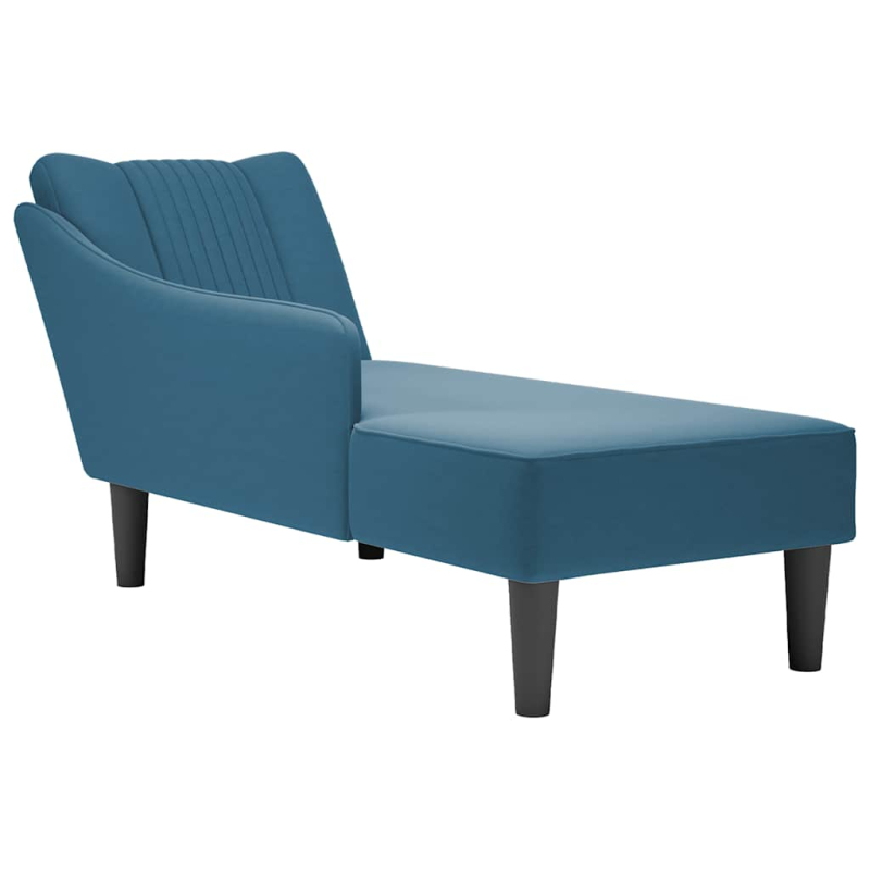 Chaiselongue mit Rechter Armlehne Blau Samt