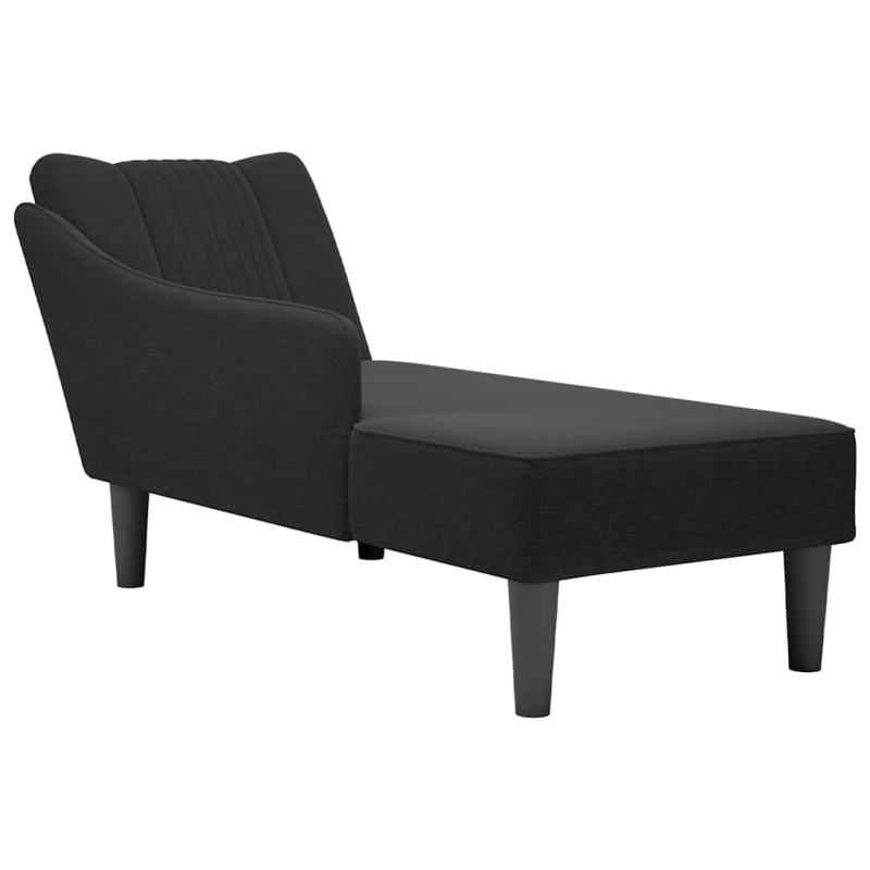 Chaiselongue mit Rechter Armlehne Schwarz Stoff