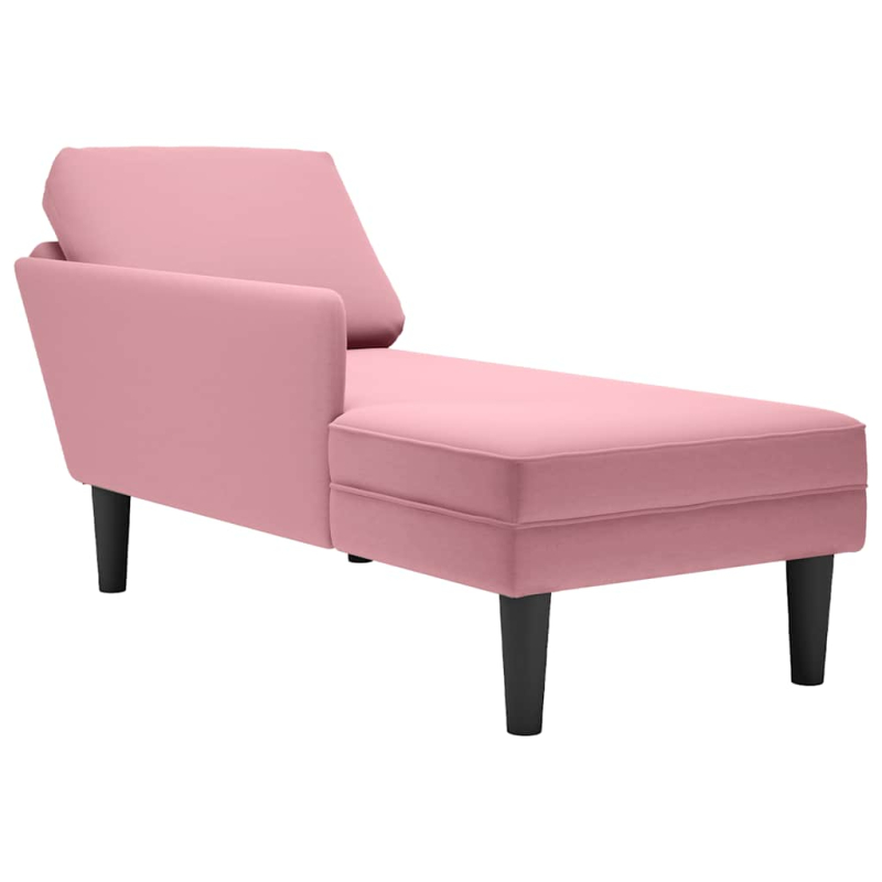 Chaiselongue mit Kissen und Rechter Armlehne Rosa Samt