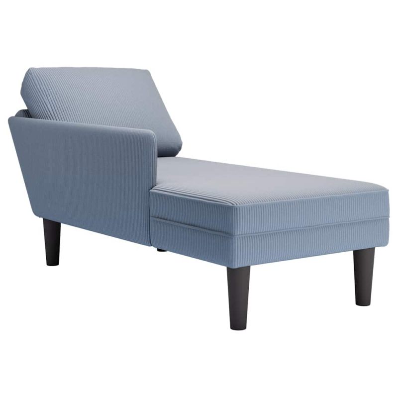 Chaiselongue mit Kissen Blau Cordstoff