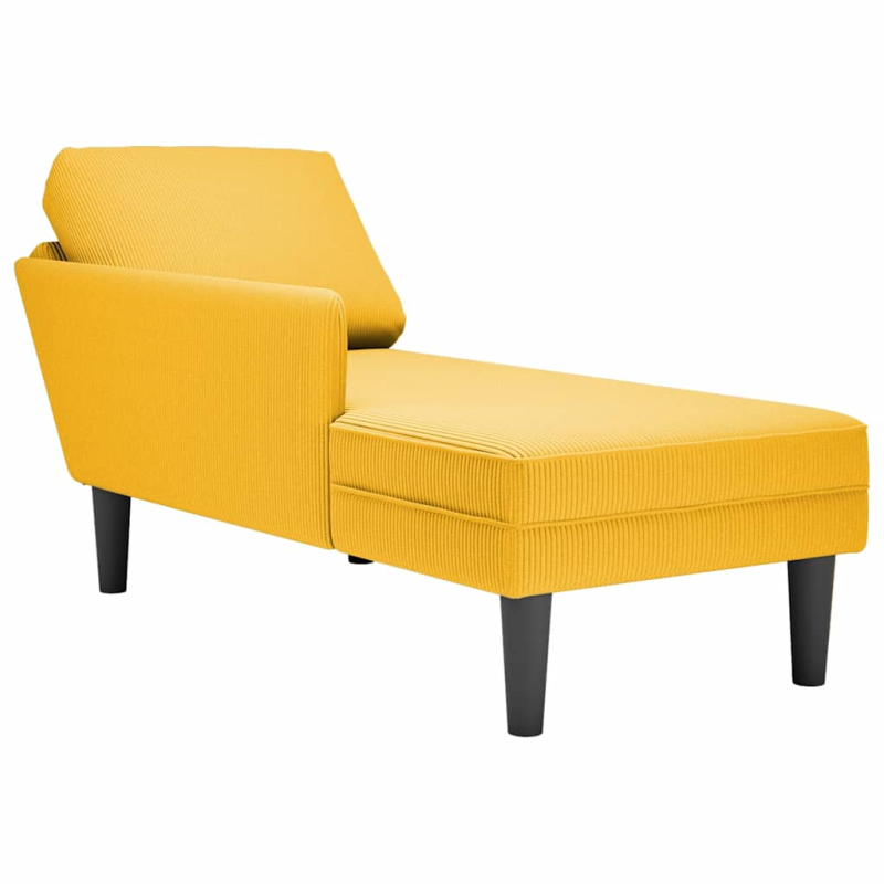 Chaiselongue mit Kissen Hellgelb Cordstoff