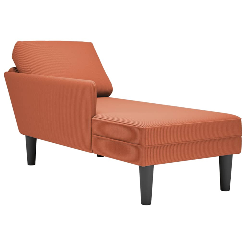 Chaiselongue mit Kissen Rot-orange Cordstoff