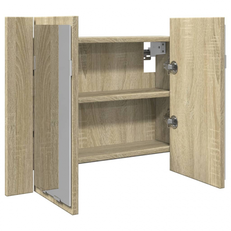 LED-Spiegelschrank Sonoma-Eiche 60x12x45 cm Holzwerkstoff