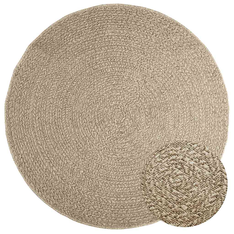 Teppich ZIZUR Beige Ø 160 cm Jute-Optik Indoor und Outdoor