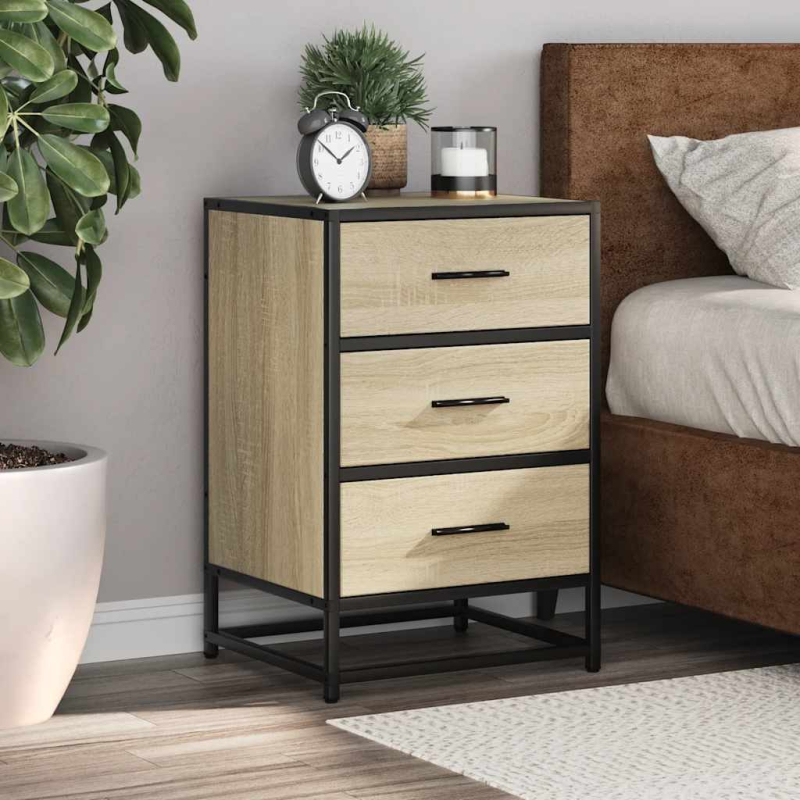 Nachttisch Sonoma-Eiche 40x34,5x60 cm Holzwerkstoff und Metall