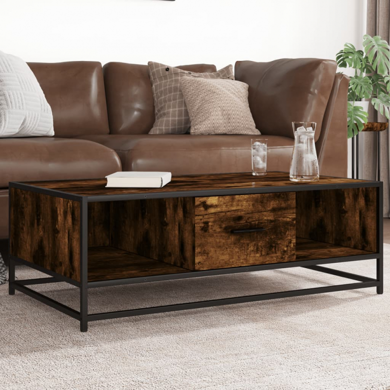 Couchtisch Räuchereiche 100x57x35 cm Holzwerkstoff und Metall