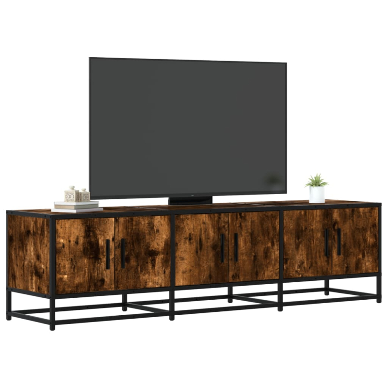 TV-Schrank Räuchereiche 150x35x41 cm Holzwerkstoff und Metall